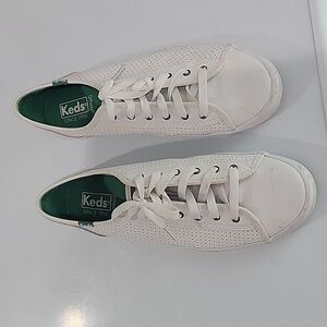 Keds white Leather Sneakers With Green Accents
